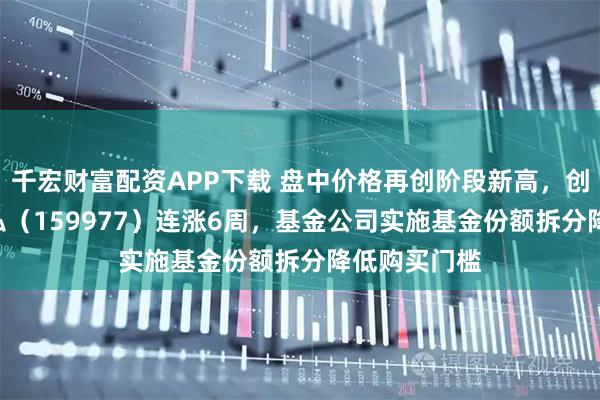 千宏财富配资APP下载 盘中价格再创阶段新高，创业板ETF天弘（159977）连涨6周，基金公司实施基金份额拆分降低购买门槛